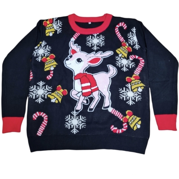None Sweaters - Little Bambi Reindeer Ugly Christmas Sweater Women's Size XXL Unbrand